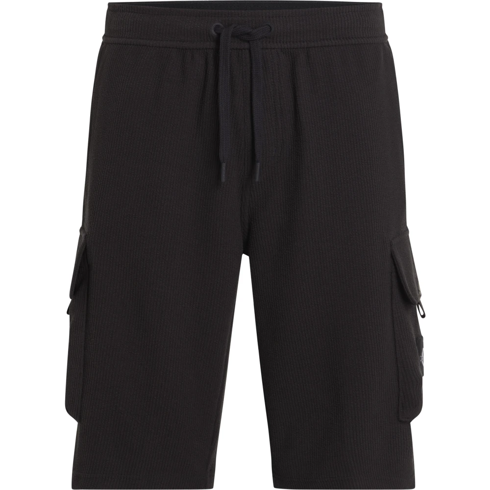 Calvin Klein Zwarte Regeneratieve Katoenen Cargo Shorts Black Heren