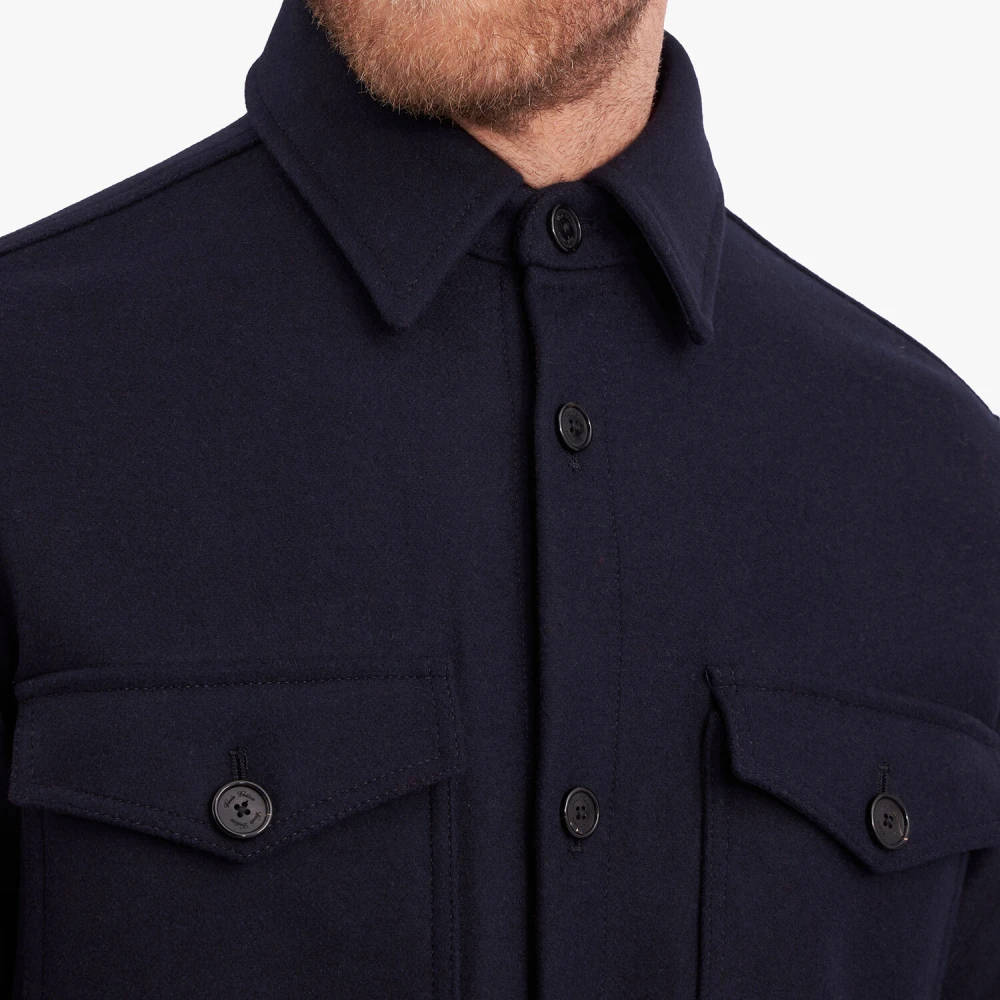 Brooks Brothers Navy Wool Blend Overshirt Jas Blue Heren