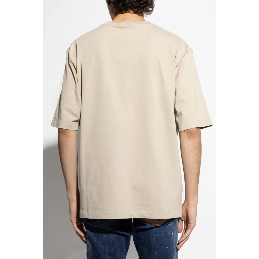 Dsquared2 T-shirt met bedrukt logo Beige Heren