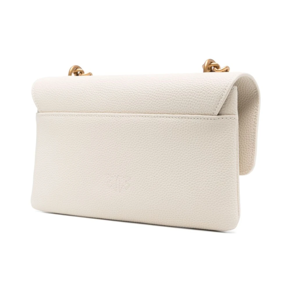 pinko Witte Korrelige Leren Schoudertas Love Birds White Dames