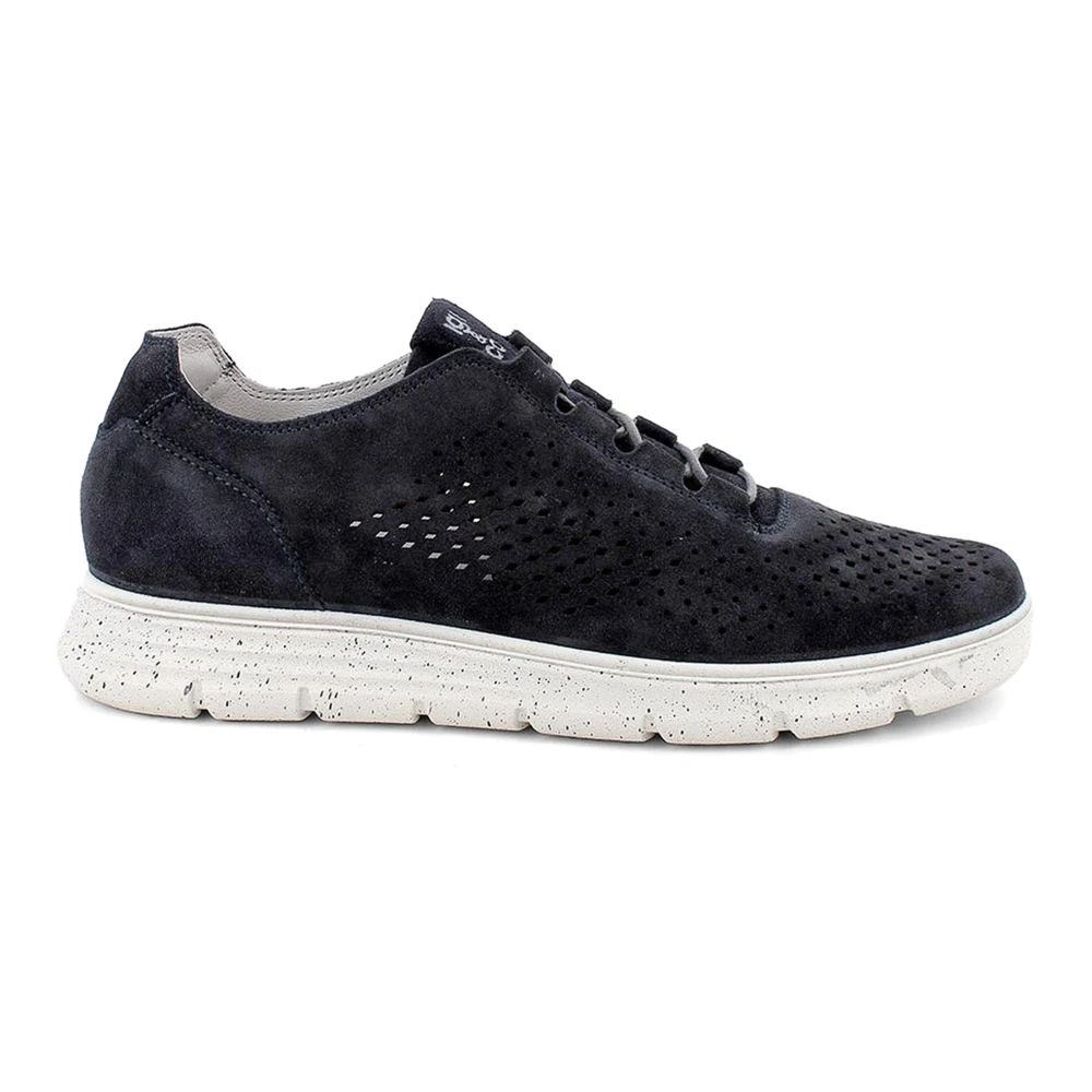 Igi&Co Blauwe lage zool sneakers met geperforeerde patronen Heren Schoenen