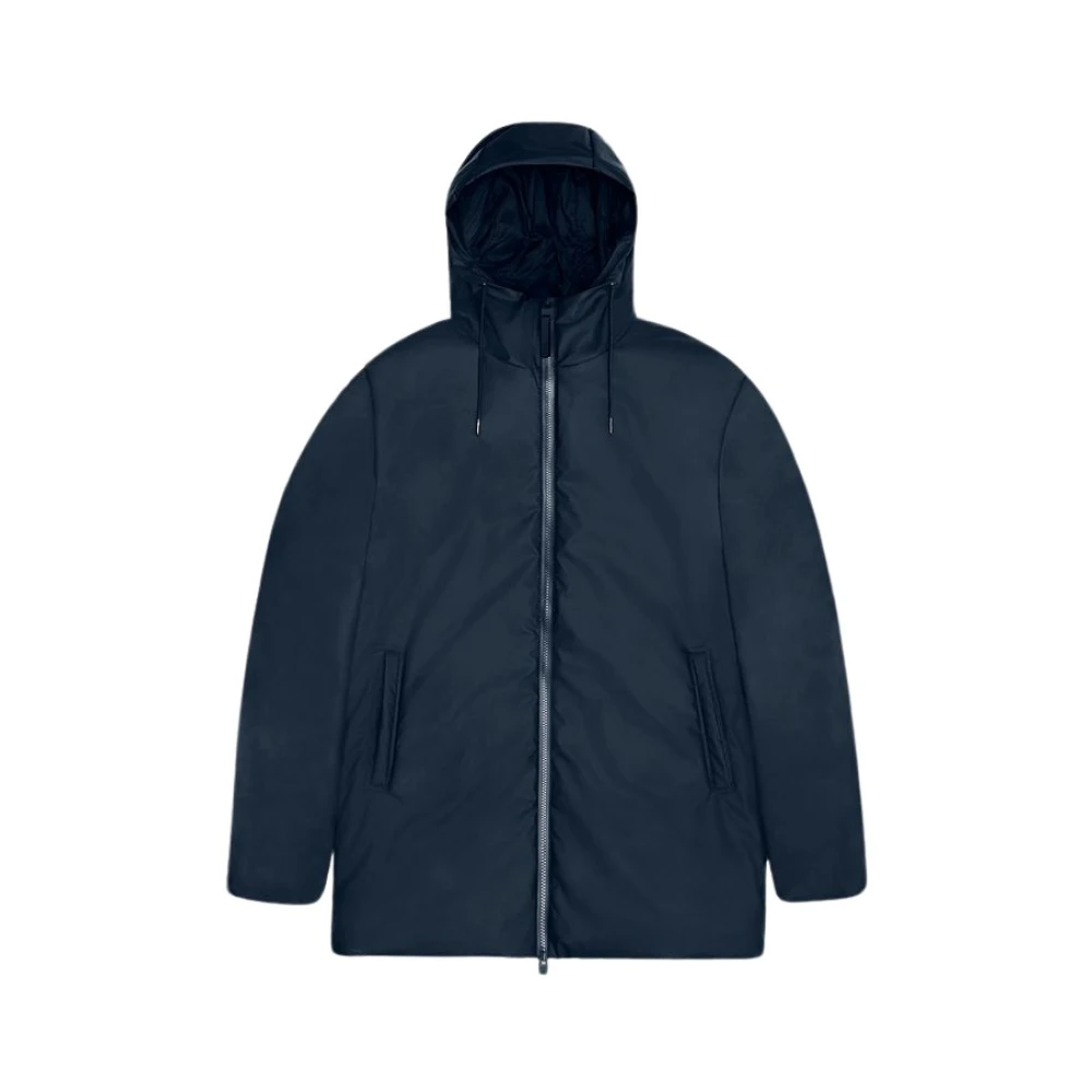 Rains Men's Blue Waterproof Long Jacket With Adjustable Hood - Winter Jackets - Xl - Jackets