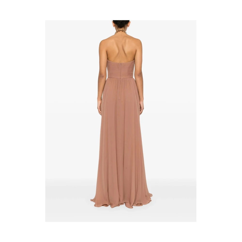 Elie Saab Bruine Halternek Jurk met Cape Inzet Brown Dames