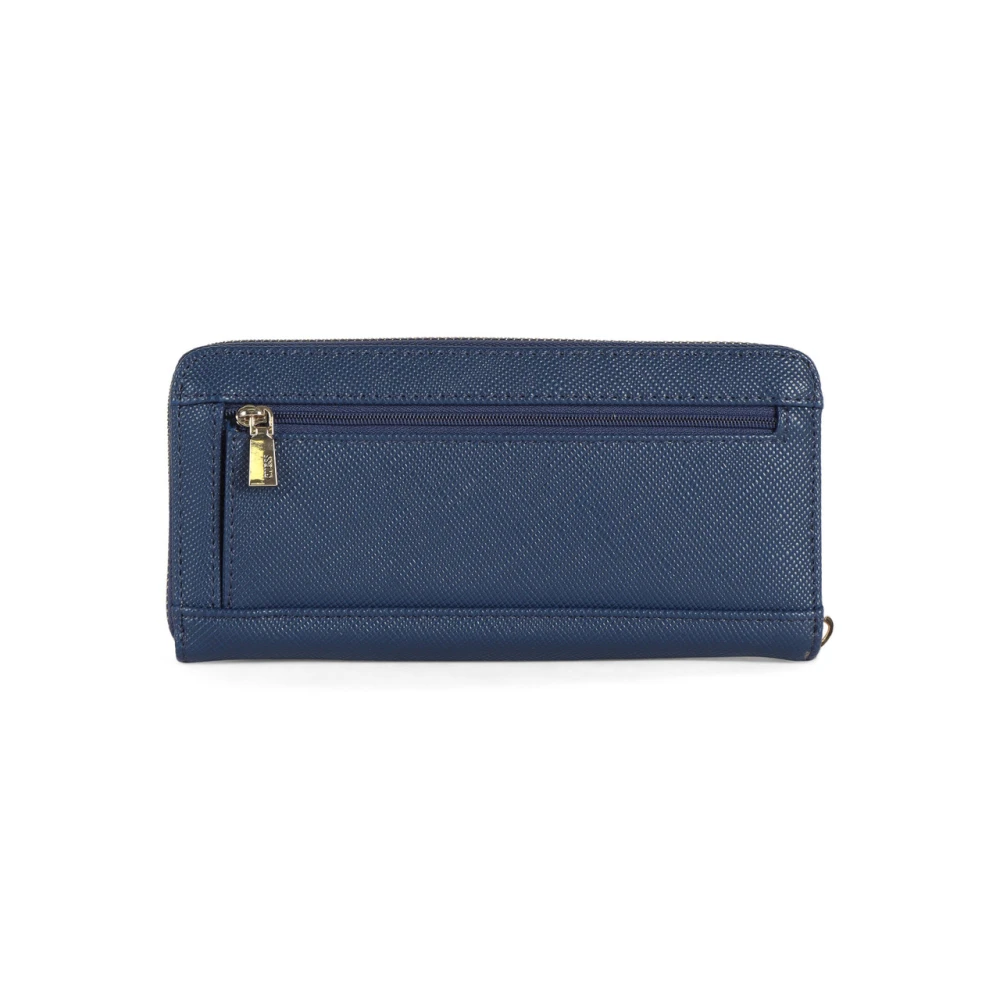 Guess Portemonnee met Saffiano-effect en Rits Blue Dames
