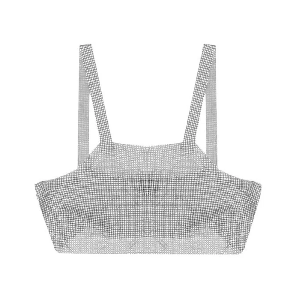 Santa Brands Glitter Bohemian Parisian Cropped Top Gray Dames