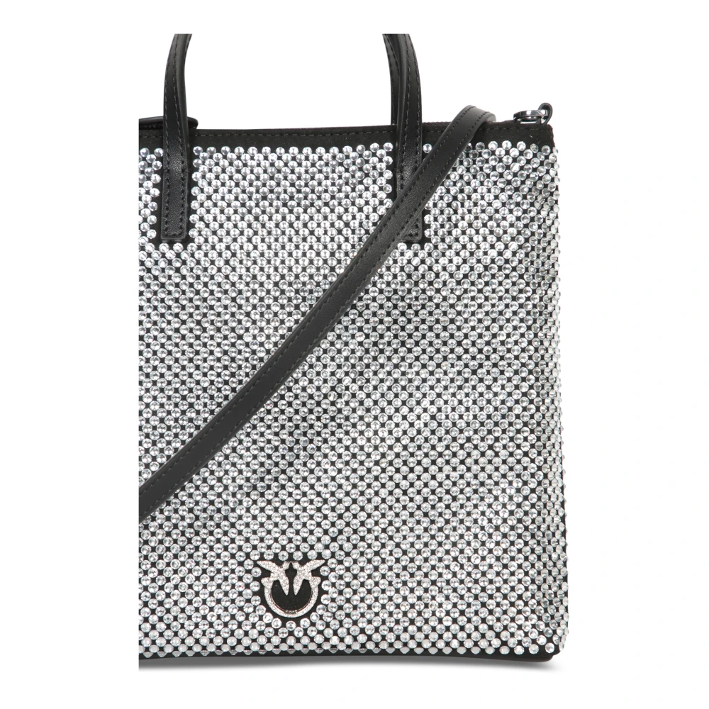 pinko Kristal versierde mini shopper tas Black Dames