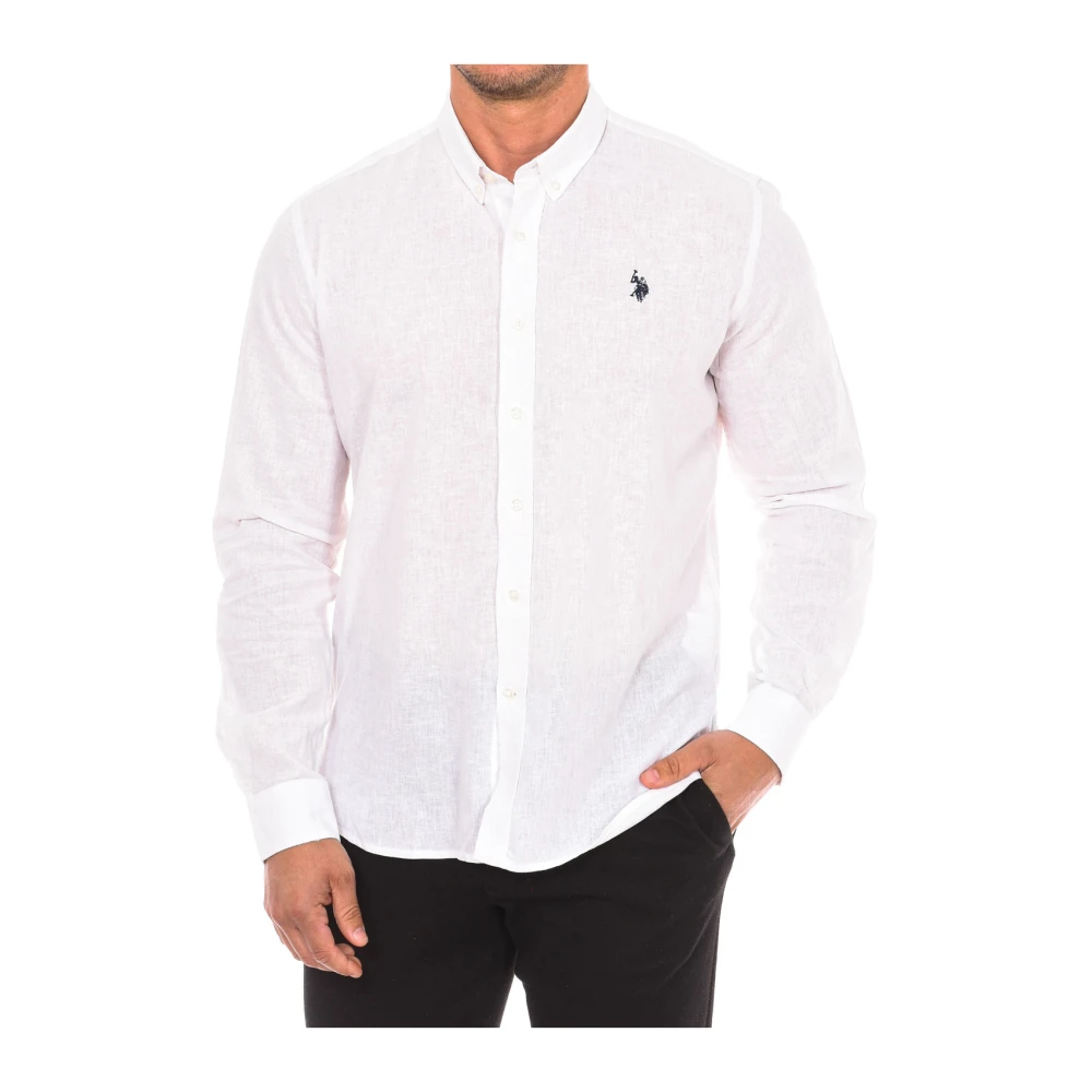 U.s. Polo Assn. Men's White Casual Shirts, S, Classic Long Sleeve Shirt