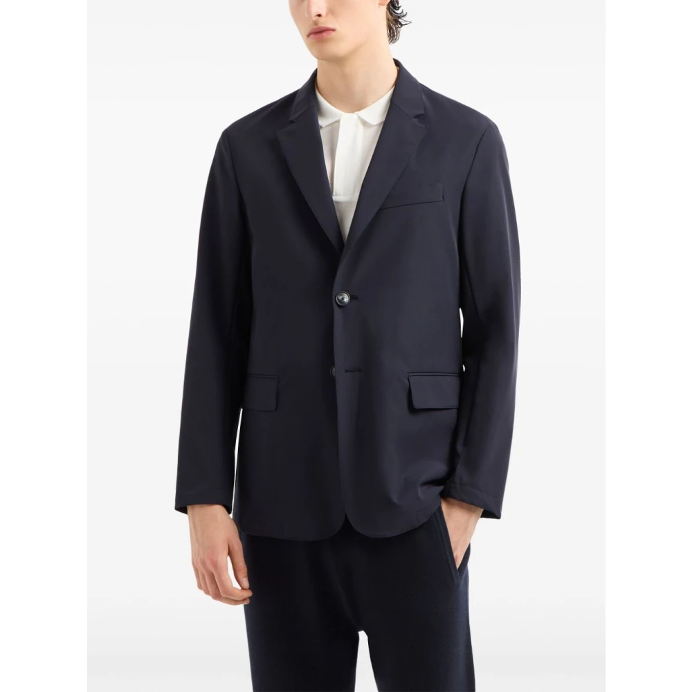 Emporio Armani Navy Blue Capsule Jackets Pintuck Detailing Blue Heren
