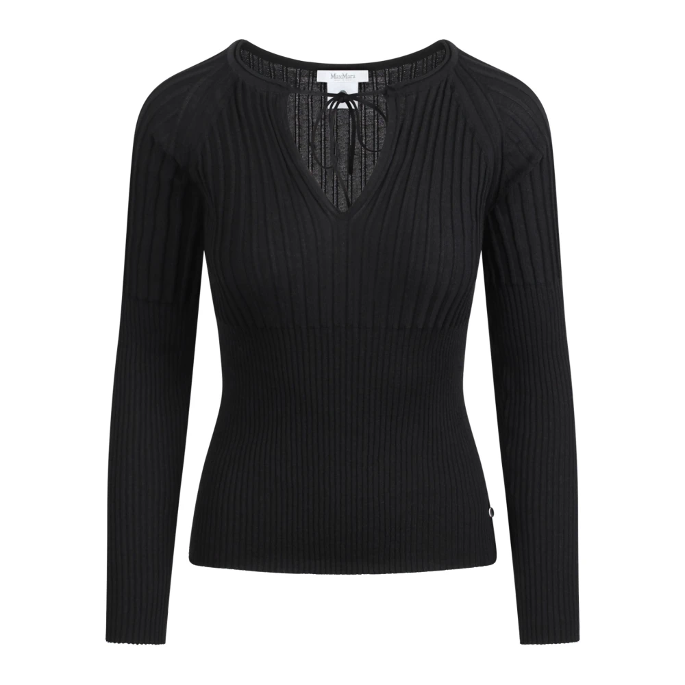 Max Mara Gebreid met Katai lavallière kraag Black Dames