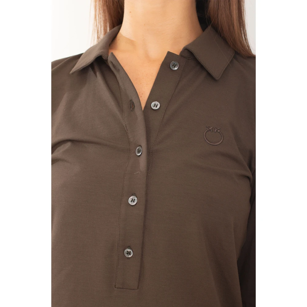 pinko Geborduurd Poloshirt Brown Dames