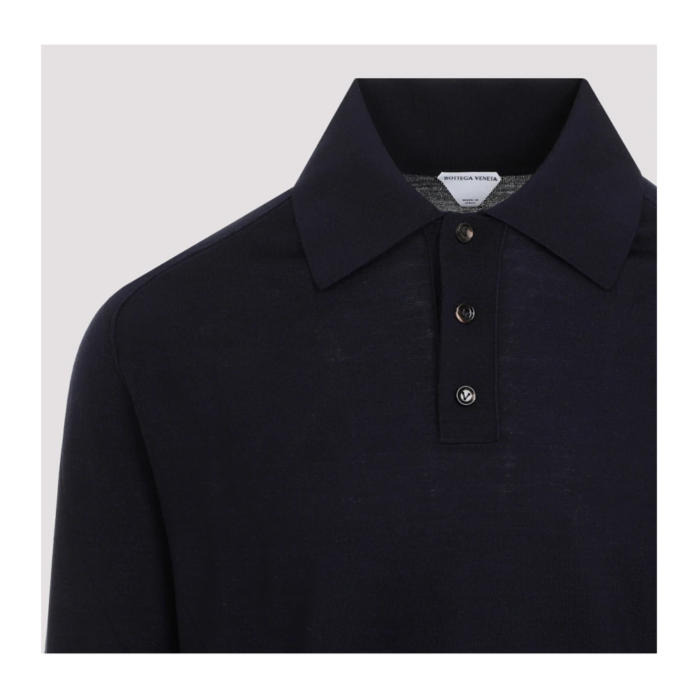 Bottega Veneta Blauwe Wol Polo Shirt Blue Heren
