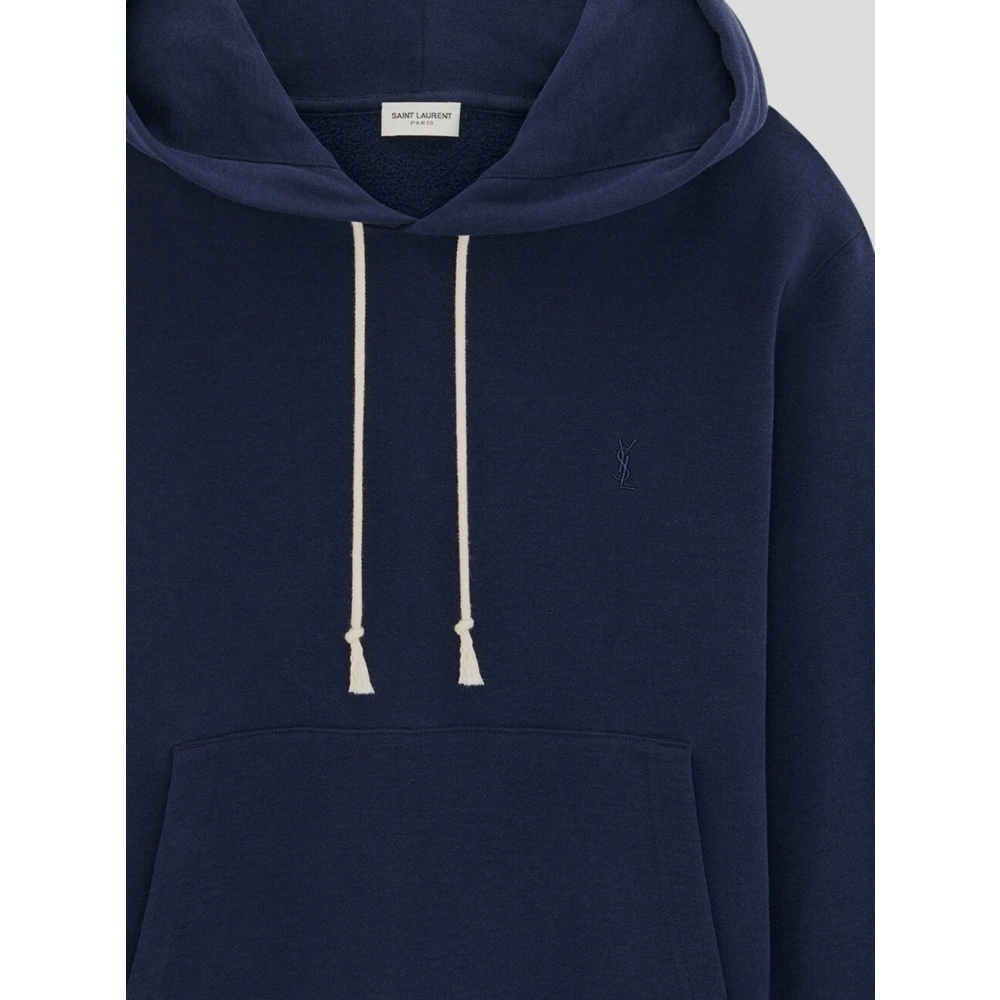 Saint Laurent Logo Hoodie Blue Heren
