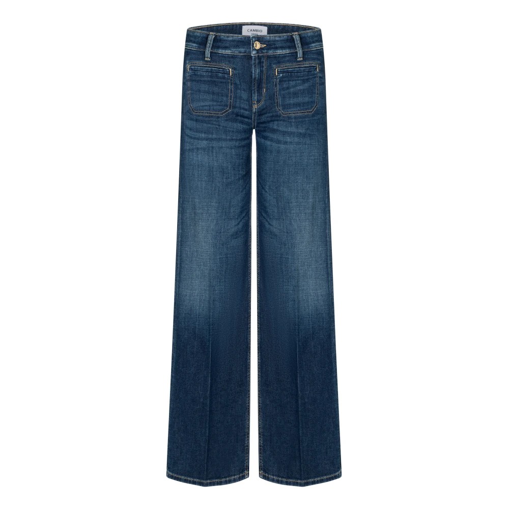 Cambio Women's Blue Stylish Tess Fashion Jeans - Wide Jeans - 2XL - Jeans