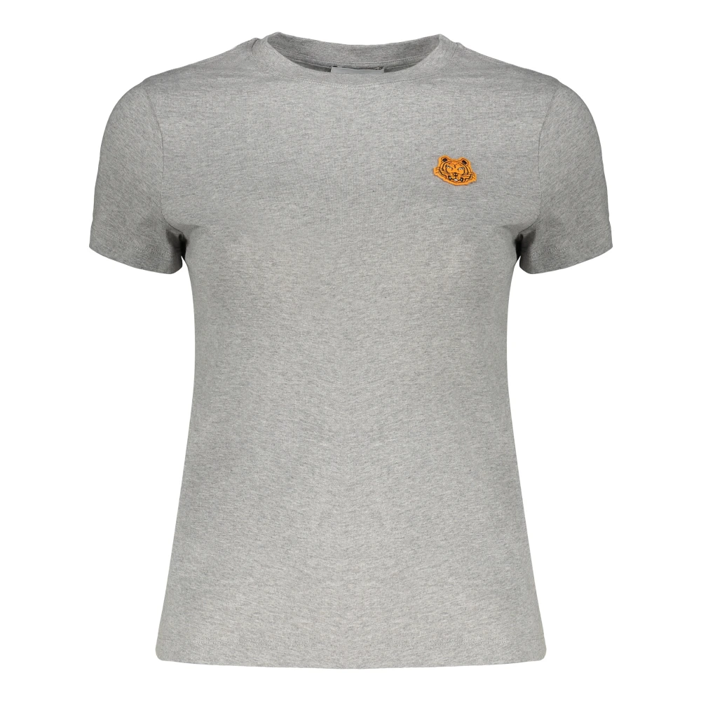 Kenzo Katoenen T-shirt met Front Patch Gray Dames