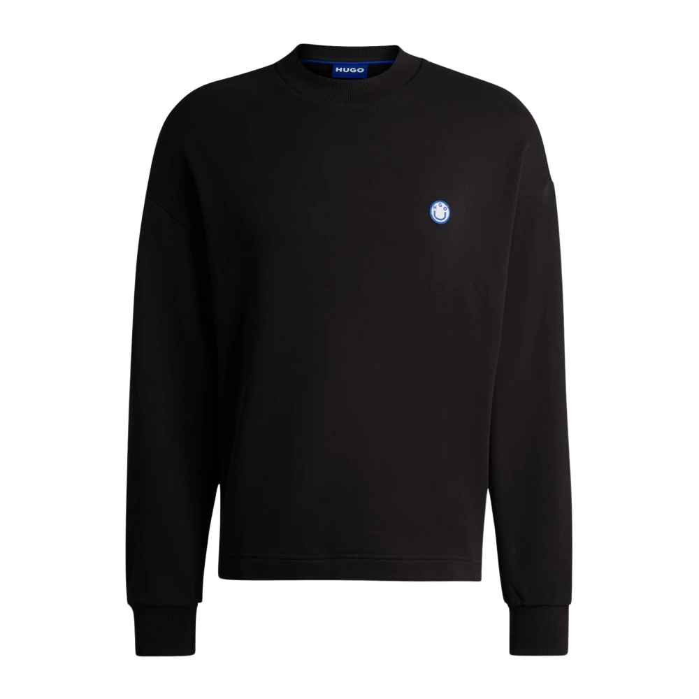 Hugo Boss Zwarte Sweater Ninnyo Katoen Lange Mouw Black Heren