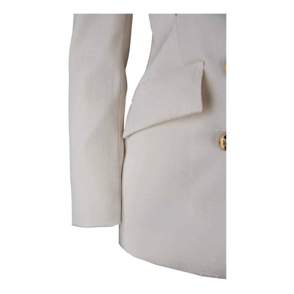 Elisabetta Franchi Gouden Knoop Blazer White Dames