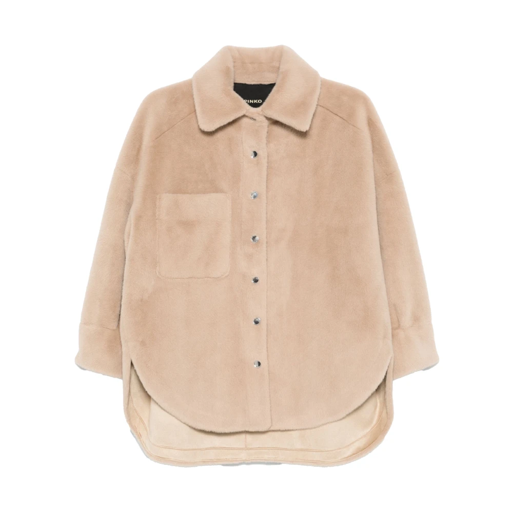 Pinko Beige Lefkada Bontvrije Jas Beige Dames