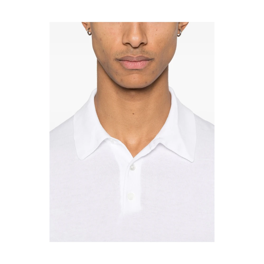 Fedeli Witte Korte Mouw Knooptrui White Heren