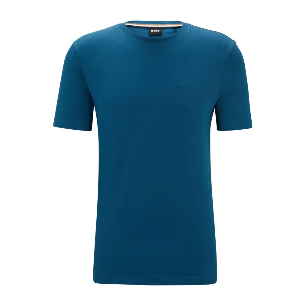 Hugo Boss Katoenen Logo T-shirt Regular Fit Blue Heren