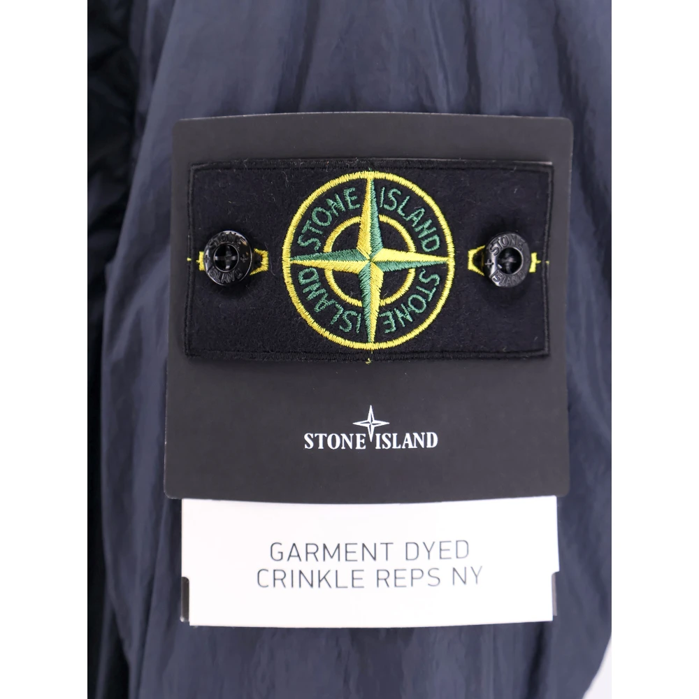 Stone Island Gekreukte Reps Parka met Verborgen Capuchon Blue Heren