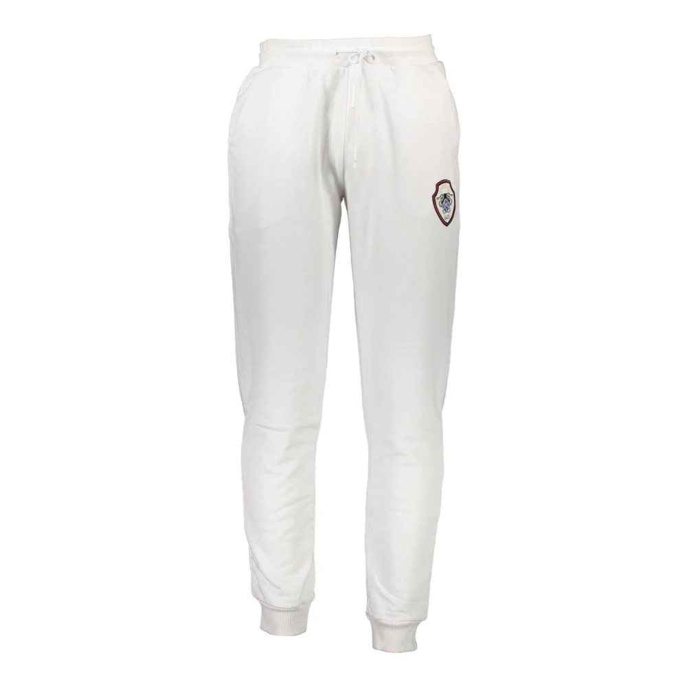 Cavalli Class Men's White Cotton Sports Trousers With Logo