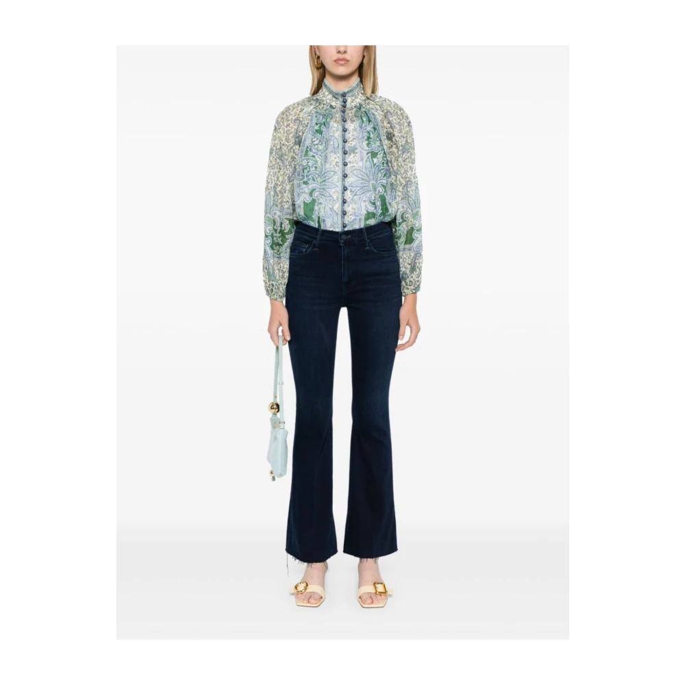 Mother Fray Flare Jeans Blue Dames