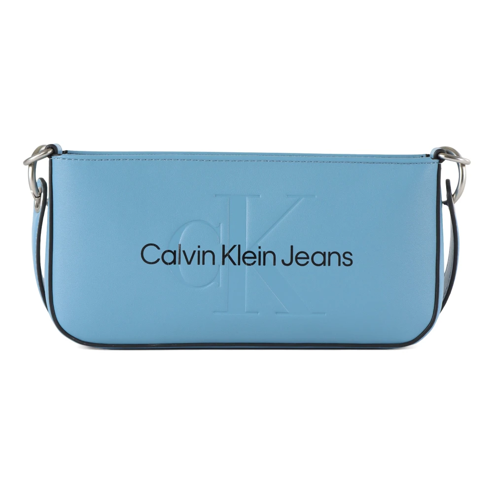 Calvin Klein Jeans Schoudertas van imitatieleer met reliëflogo Blue Dames