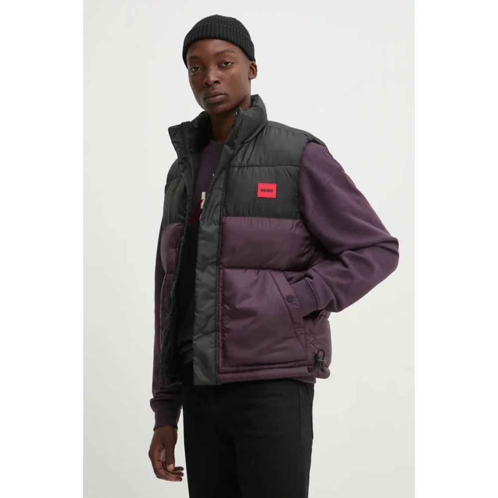 Hugo Boss Paarse mouwloze gewatteerde jas Purple Heren
