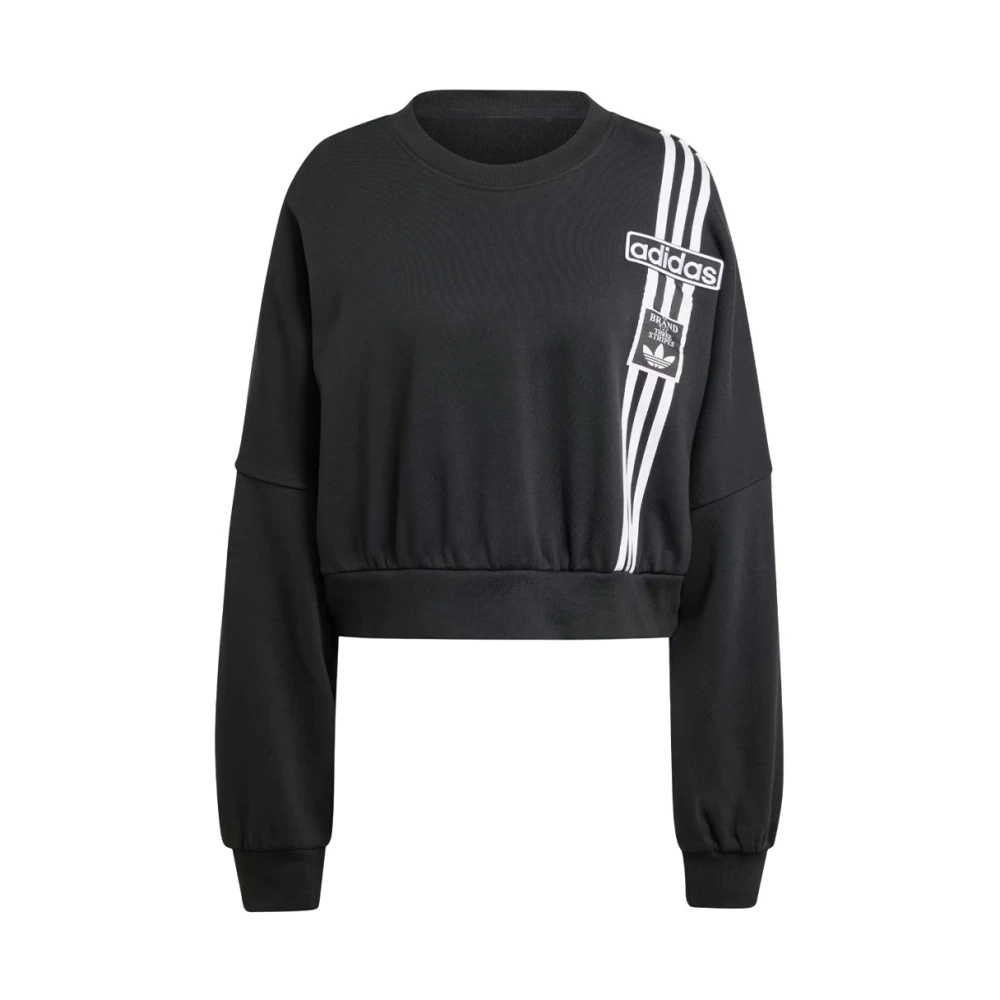 Adidas Moderne Korte Sweatshirt met Geribbelde Zoom Black Dames
