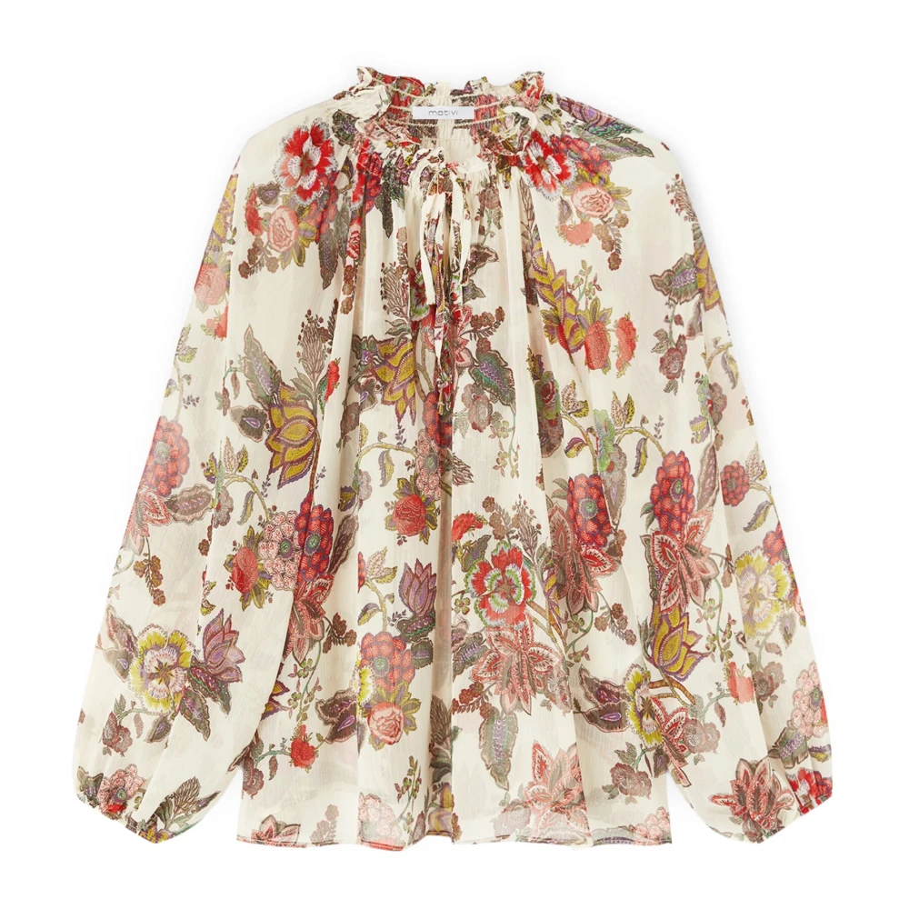 Motivi Indiase Stijl Bloemen Crepe Blouse Multicolor Dames