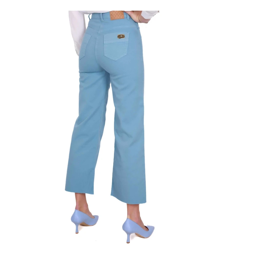 Elisabetta Franchi Hoge taille uitlopende katoenen jeans Blue Dames