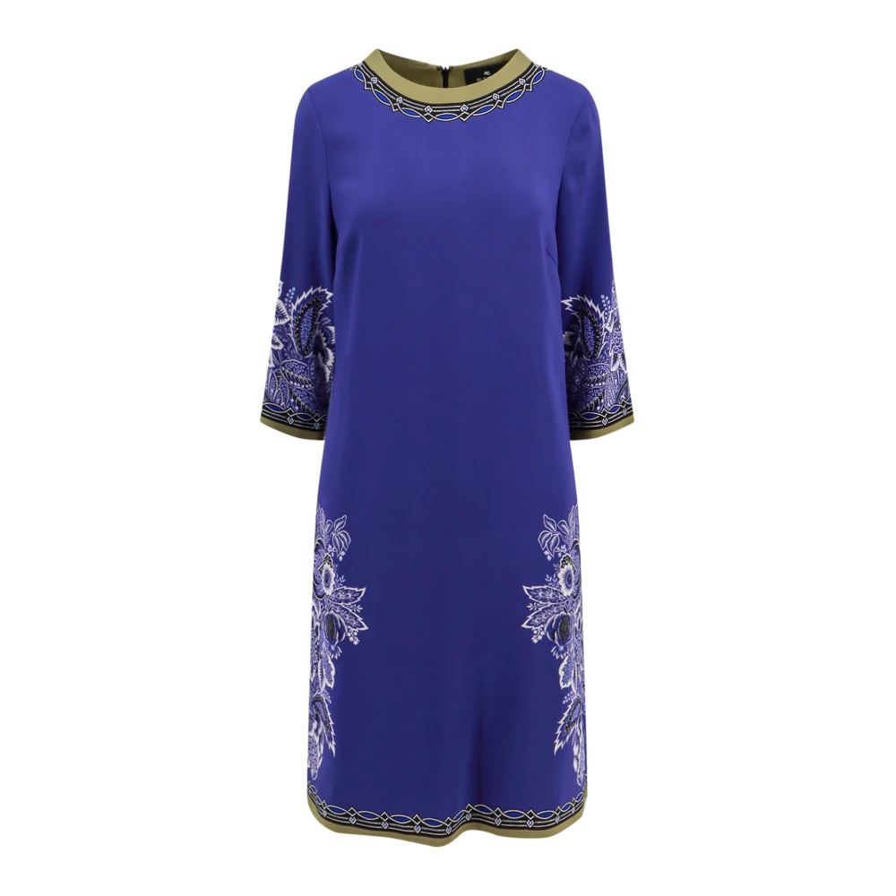ETRO Blauwe Bloemen Viscose Jurk Elegant Stijl Blue Dames
