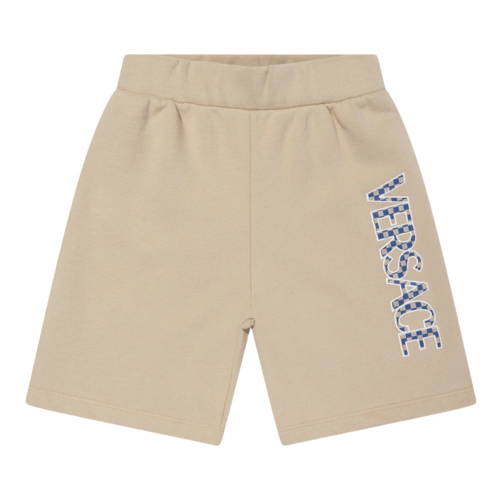 Versace Boys Beige Shorts, 6 Y, Fleece Logo Shorts
