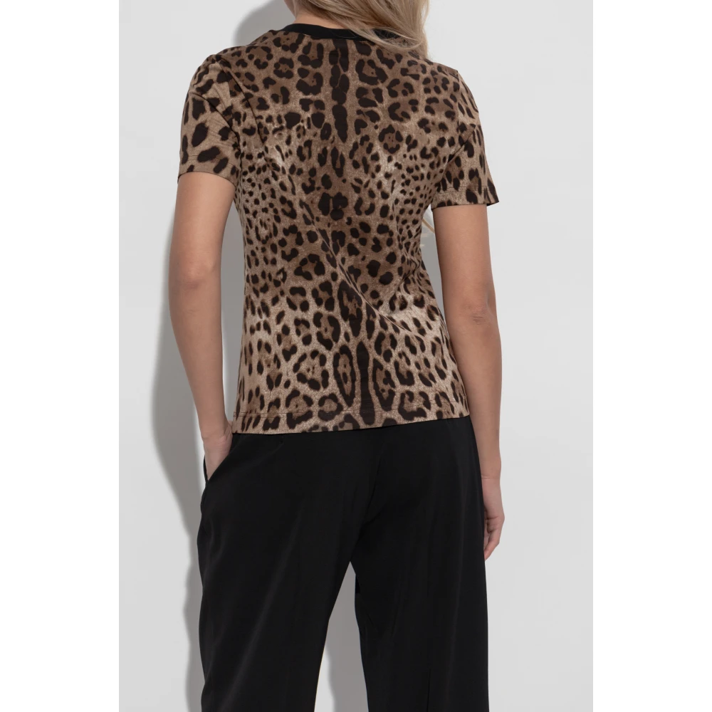 Dolce & Gabbana T-shirt met dierenprint Brown Dames