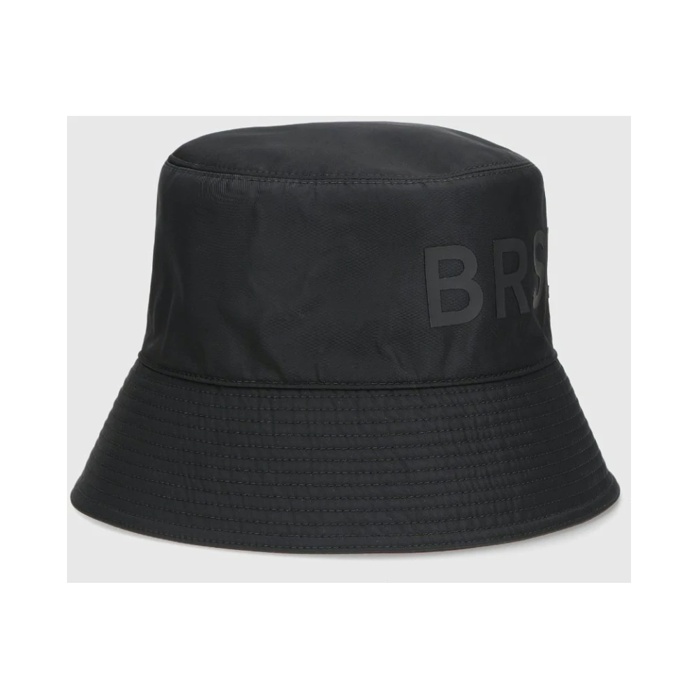 Borsalino Waterdichte Nylon Bucket Hat met Borduursel Black Unisex