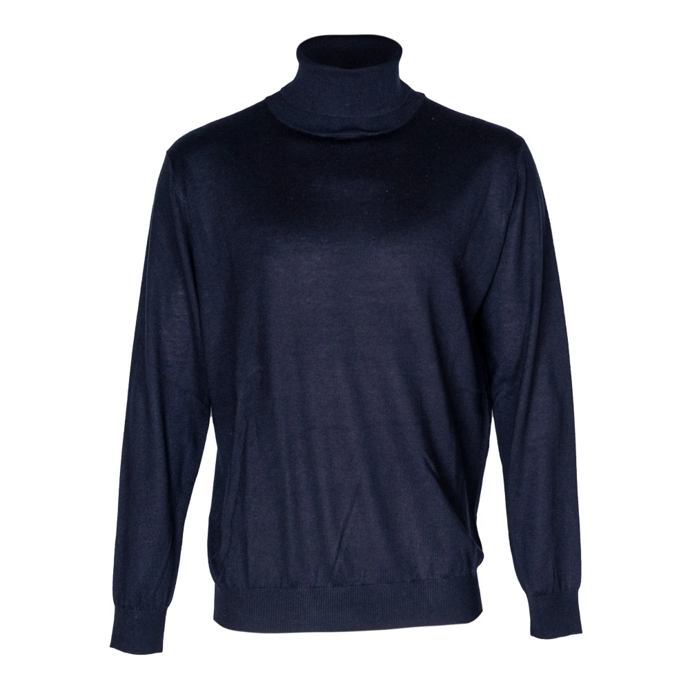 Kangra Zijde en Cashmere Hoge Hals Trui Blue Heren