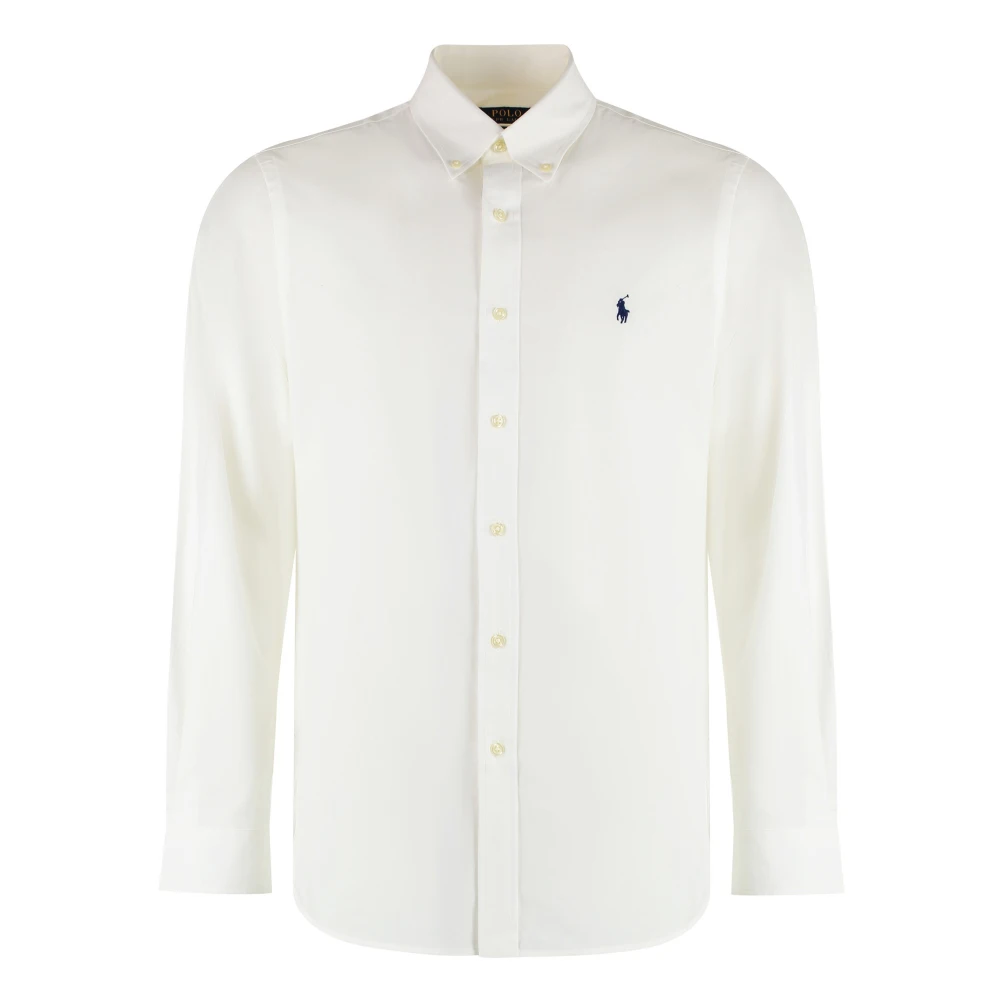 Ralph Lauren Witte Seersucker Overhemd Button-Down Kraag White Heren