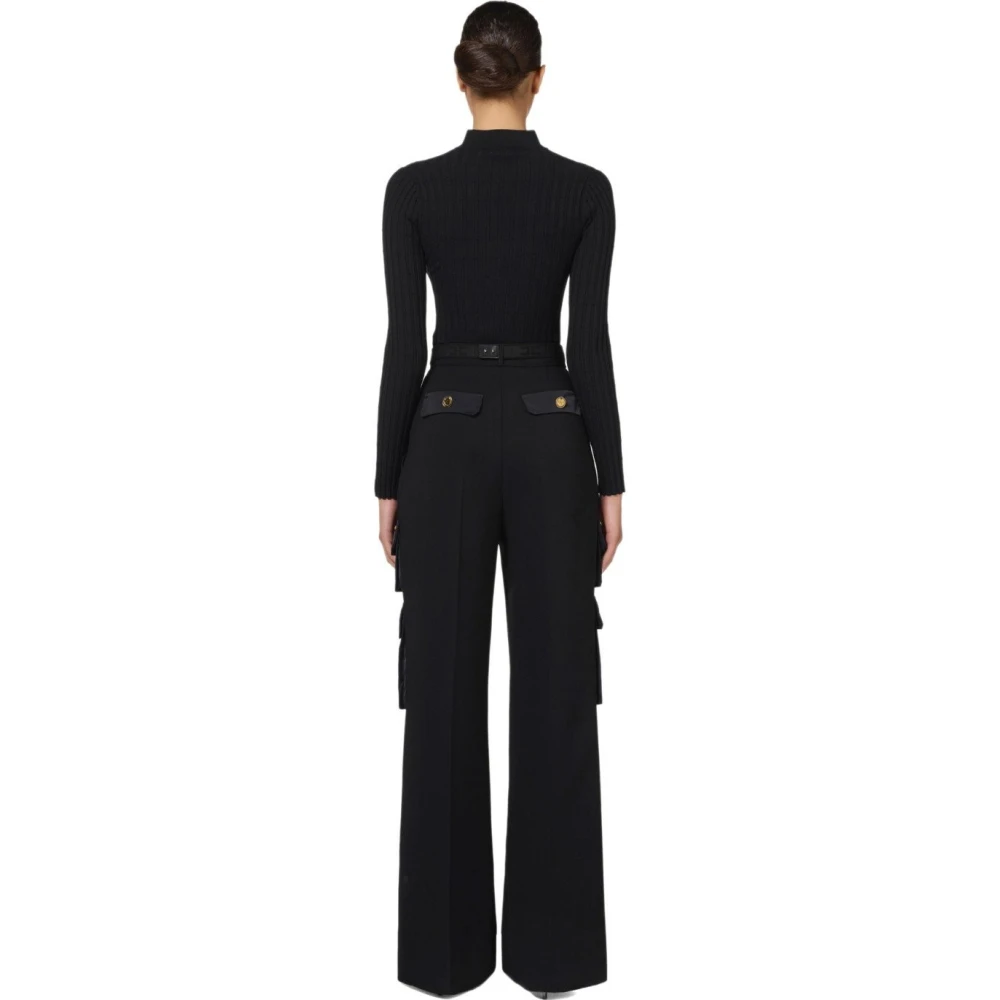 Elisabetta Franchi Zwarte Cargo Broek met Riem Black Dames
