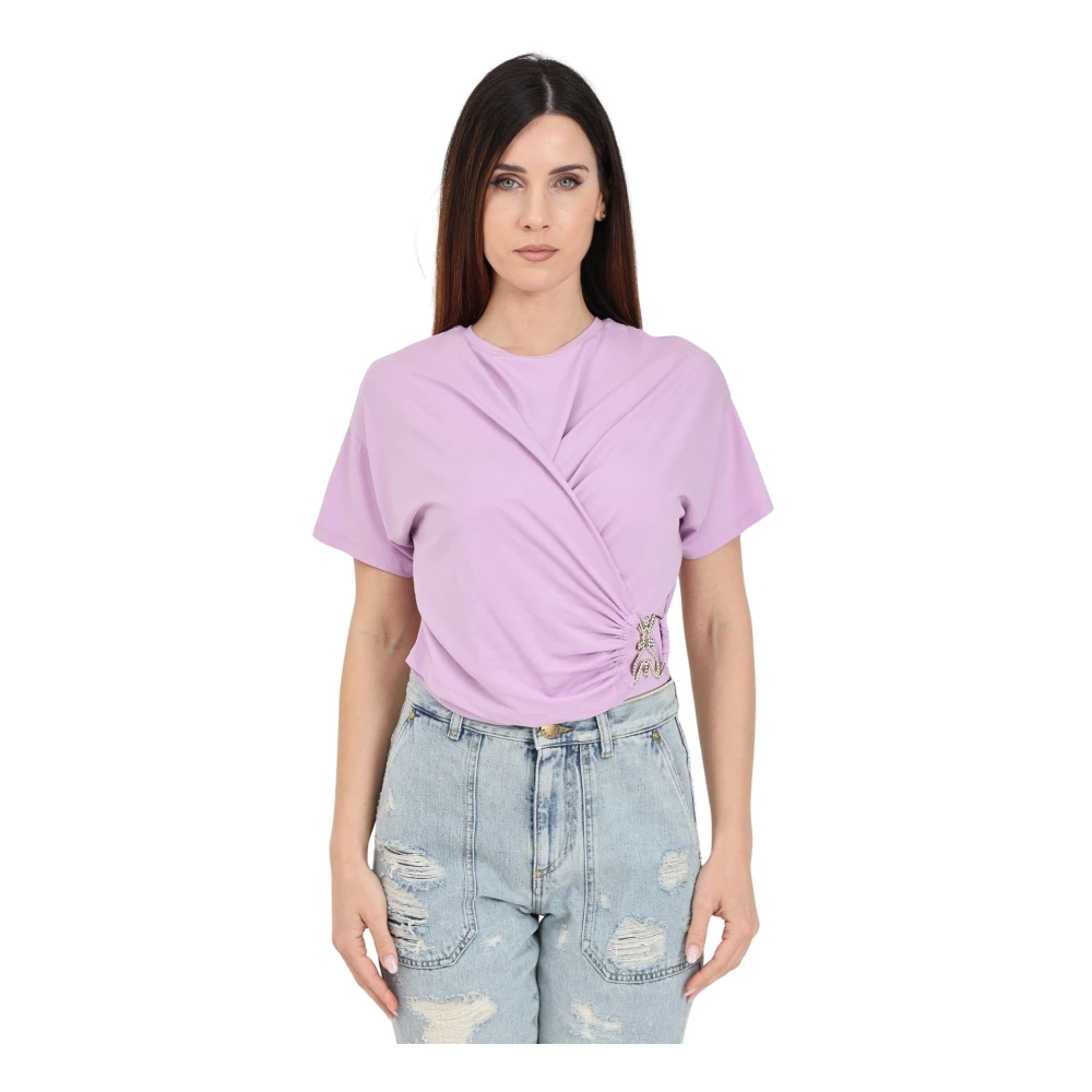 PATRIZIA PEPE Lila T-shirt met Fly gesp Purple Dames