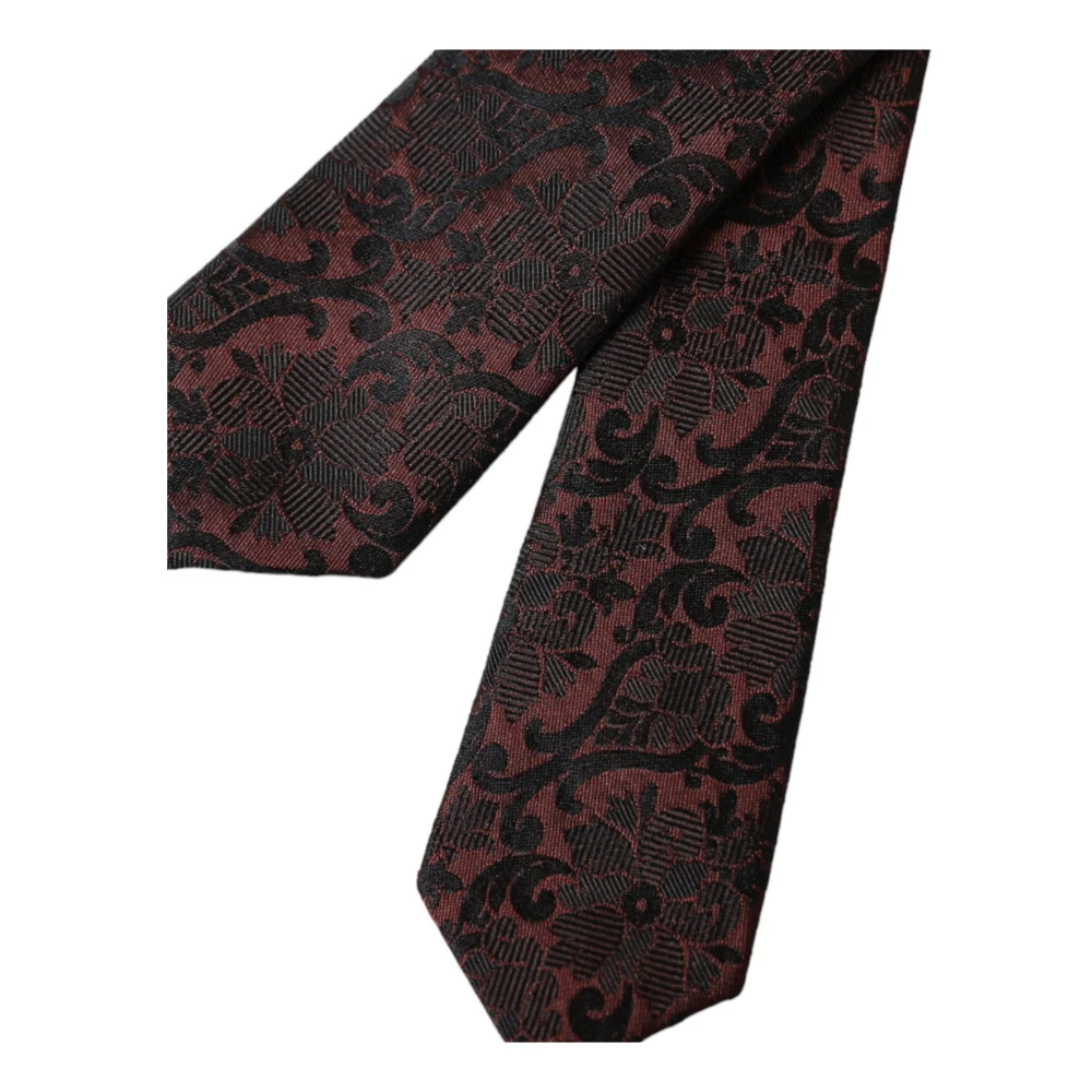 Dolce & Gabbana Zijden Bloemenfantasie Verstelbare Stropdas Brown Heren