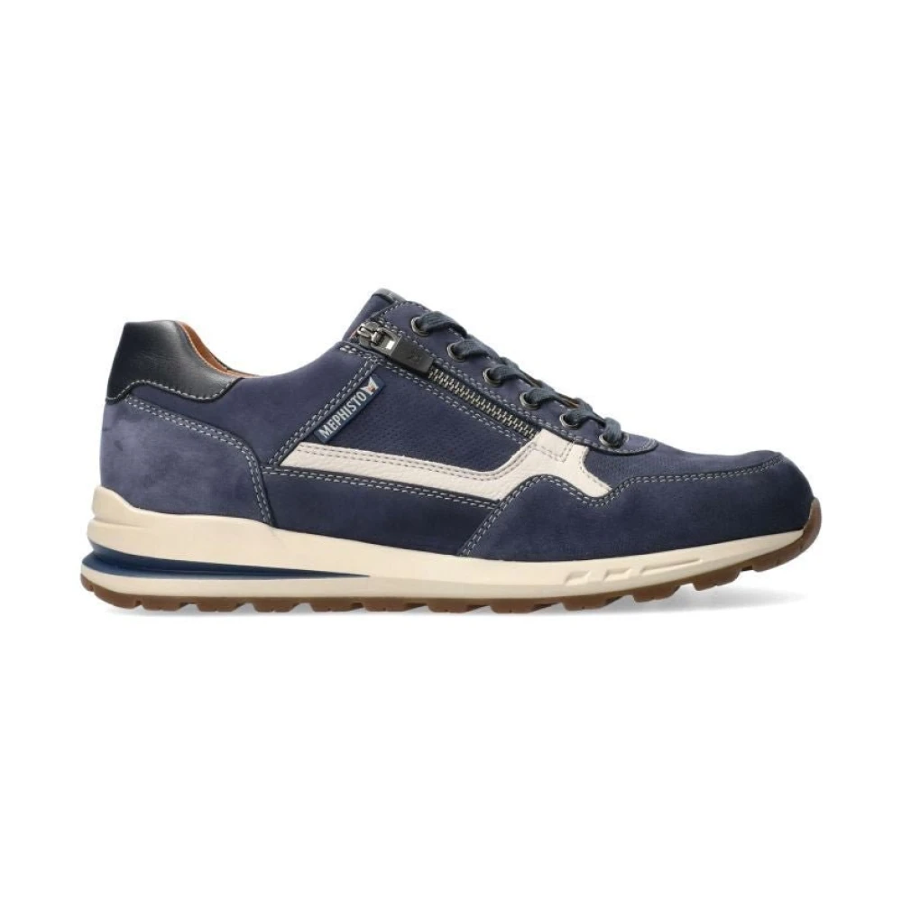 Mephisto Heren Sneaker Glad Leer Heren Schoenen Blauw