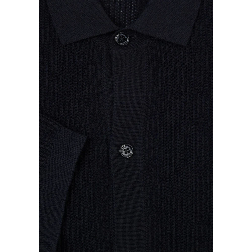 Paolo Pecora Zwarte korte mouw gebreide shirt Black Heren