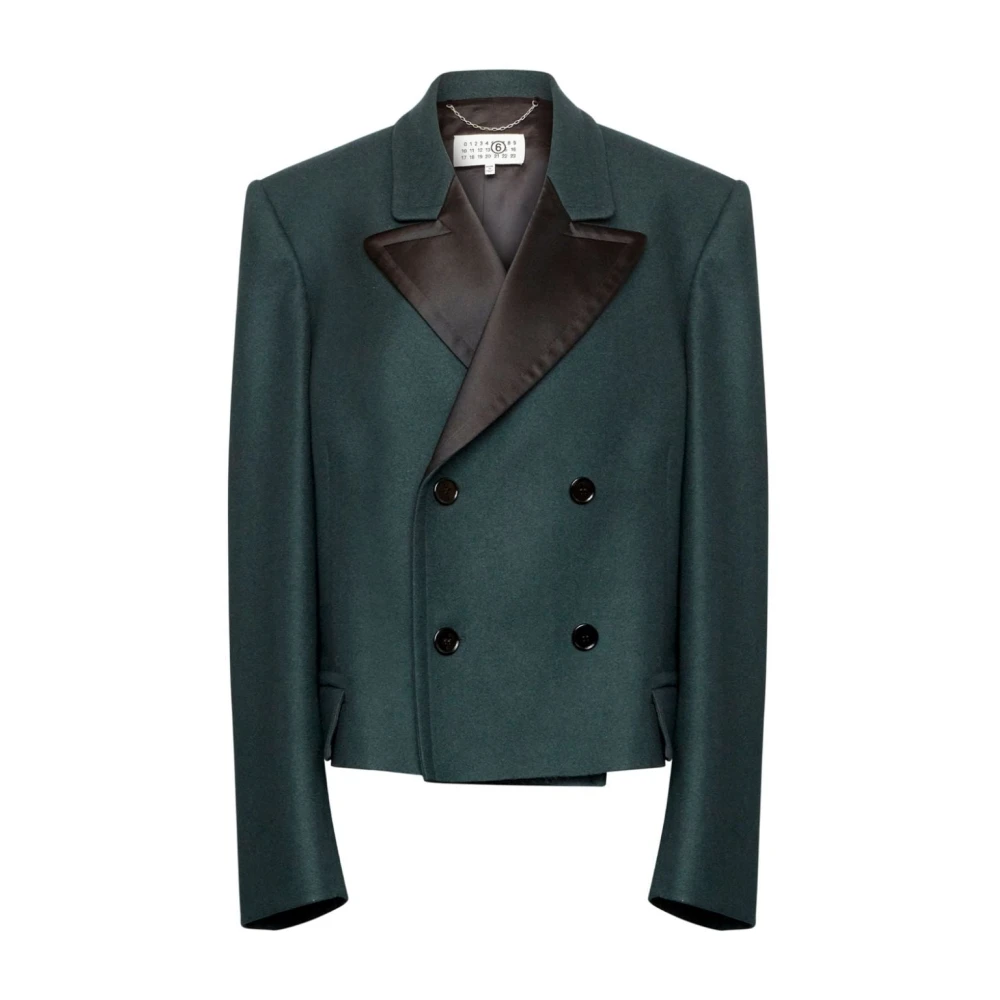 MM6 Maison Margiela Groene wollen blend dubbelrijdige jas Green Dames