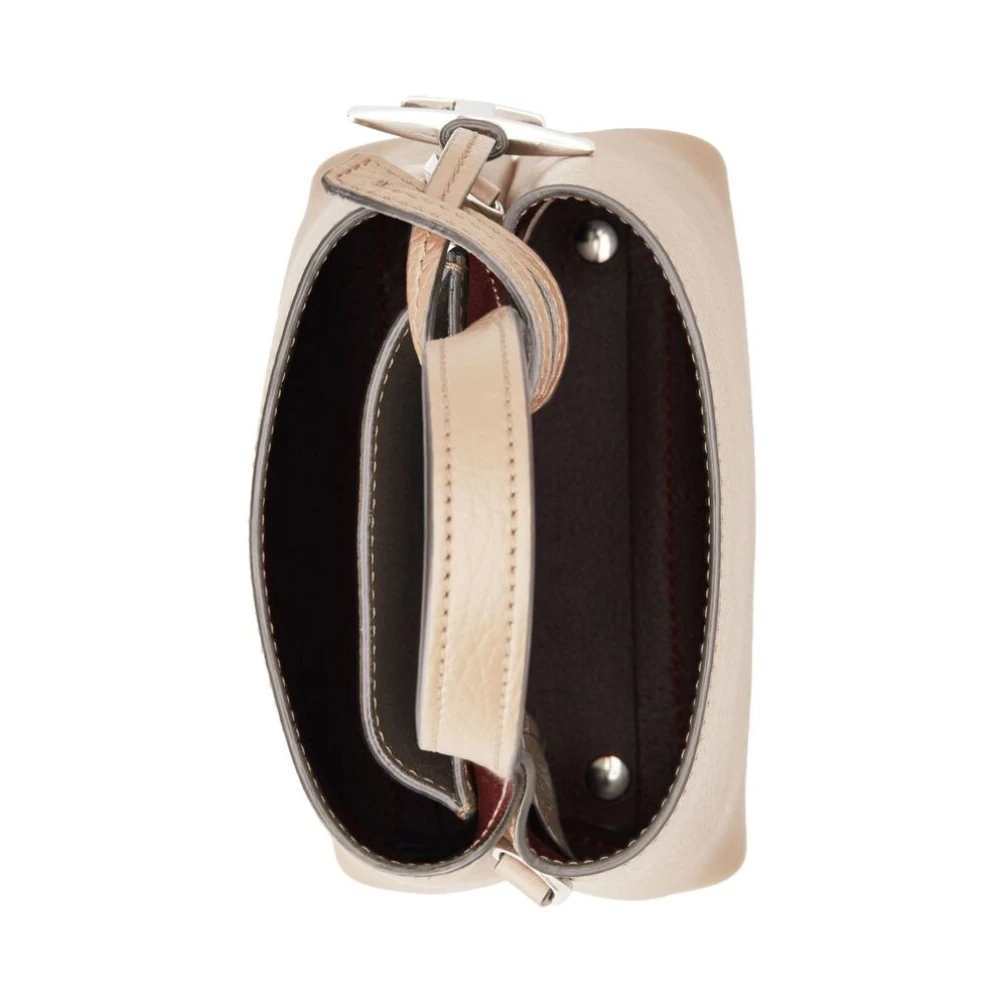 TOD'S Beige Leren Handtas met Logo Hanger Beige Dames