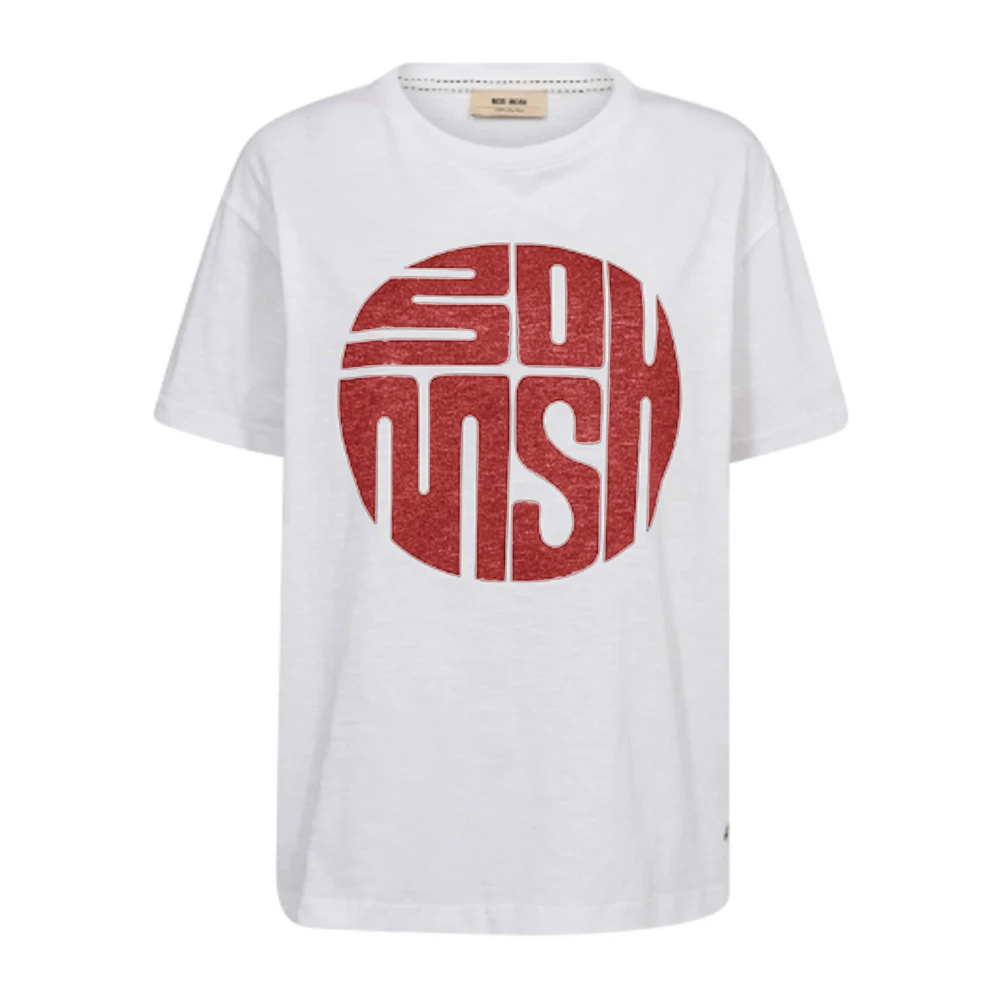 MOS MOSH Vintage-geïnspireerde Tee met Tekstmotief White Dames