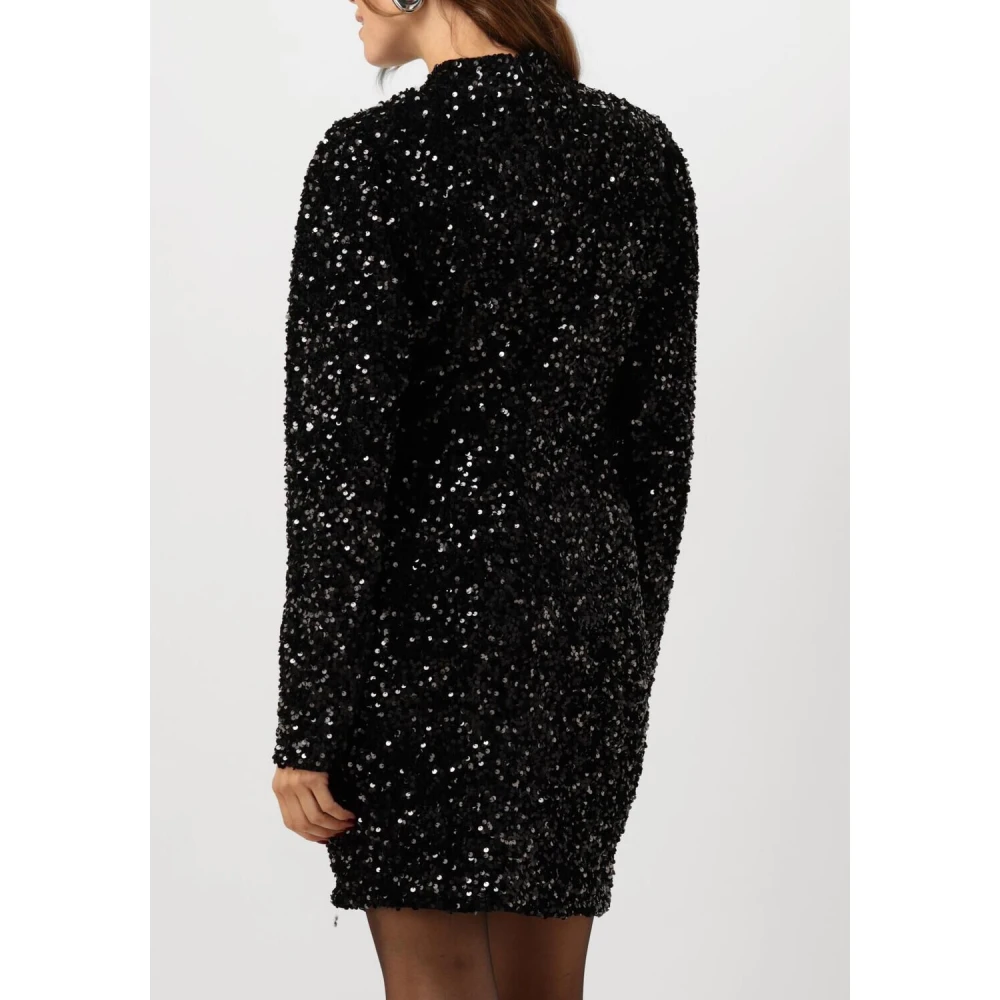Notre-v Zwarte Pailletten Mini Jurk Black Dames