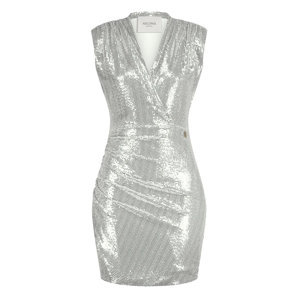 Nicowa Elegante Jersey Jurk met Pailletten Gray Dames