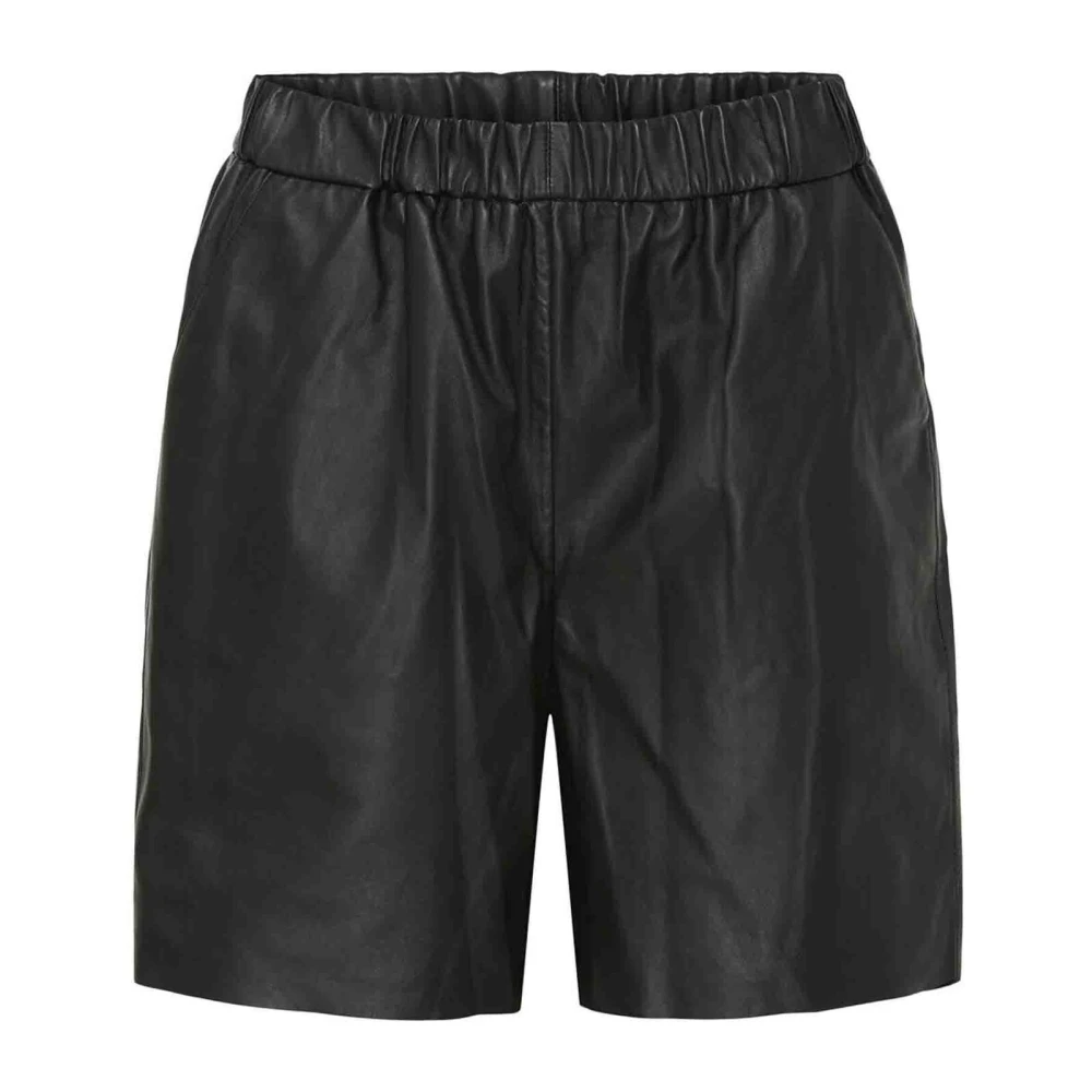 Btfcph Zwarte Leren Shorts met Elastische Tailleband Black Dames