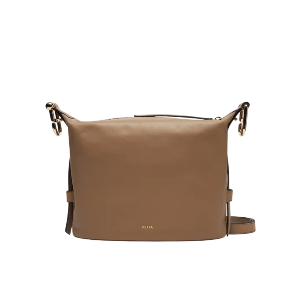 Furla Smooth Leather Shoulder Bag - Female - Shoulder Bags - Beige - One Size - Bags