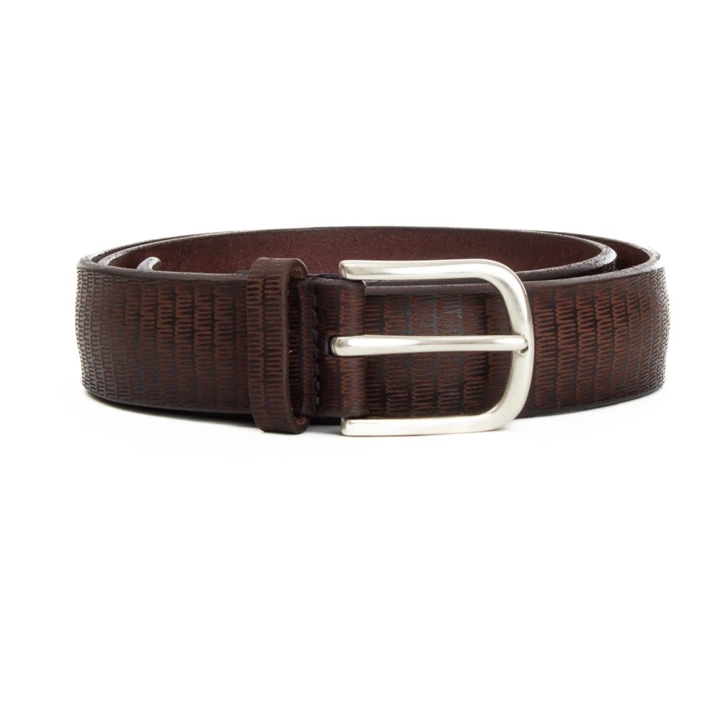 Orciani Bruin Leren Riem Sheffield Gesp Brown Heren